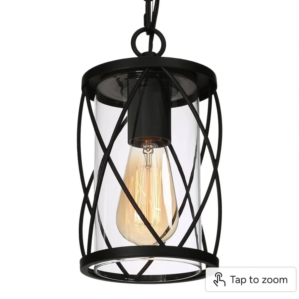 New Black Metal Cage Pendant Light - Modern Industrial Hanging Lantern